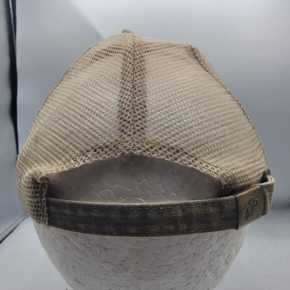 Free People Distressed Beige Trucker Hat Adjustable Casual Going Out Comfort - Picture 3 of 9